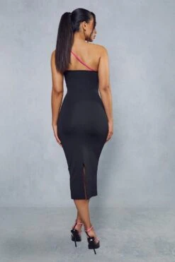 Premium Knitted Contrast Strap Midi Dress -BOW Clothing Shop black premium knitted contrast strap midi dress 2