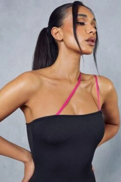 Premium Knitted Contrast Strap Midi Dress -BOW Clothing Shop black premium knitted contrast strap midi dress 5