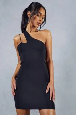 Premium Knitted Double Strap Mini Dress -BOW Clothing Shop black premium knitted double strap mini dress 4