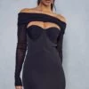 Premium Mesh Corset Overlay Mini Dress -BOW Clothing Shop black premium mesh corset overlay mini dress