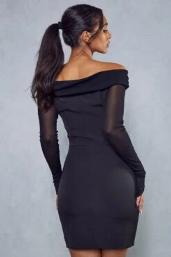 Premium Mesh Corset Overlay Mini Dress -BOW Clothing Shop black premium mesh corset overlay mini dress 2