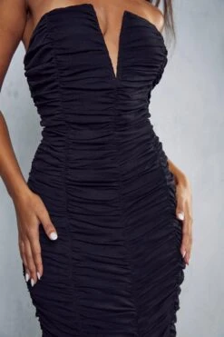 Premium Mesh V Bar Ruched Midaxi Dress 9 Premium Mesh V Bar Ruched Midaxi Dress -BOW Clothing Shop black premium mesh v bar ruched midaxi dress 1