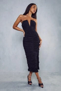 Premium Mesh V Bar Ruched Midaxi Dress 11 Premium Mesh V Bar Ruched Midaxi Dress -BOW Clothing Shop black premium mesh v bar ruched midaxi dress 3