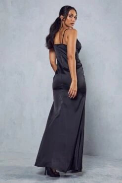 Premium Satin Button Front Maxi Dress 10 Premium Satin Button Front Maxi Dress -BOW Clothing Shop black premium satin button front maxi dress 2