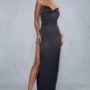 Premium Satin Cowl Neck Diamante Backless Maxi Dress -BOW Clothing Shop black premium satin cowl neck diamante backless maxi dress