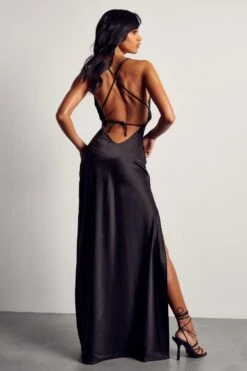Premium Satin Cowl Neck Maxi Dress 10 Premium Satin Cowl Neck Maxi Dress -BOW Clothing Shop black premium satin cowl neck maxi dress 2