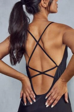 Premium Satin Cowl Neck Midi Dress -BOW Clothing Shop black premium satin cowl neck midi dress 4