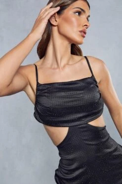 Premium Satin Diamante Cut Out Strappy Mini Dress 11 Premium Satin Diamante Cut Out Strappy Mini Dress -BOW Clothing Shop black premium satin diamante cut out strappy mini dress 4