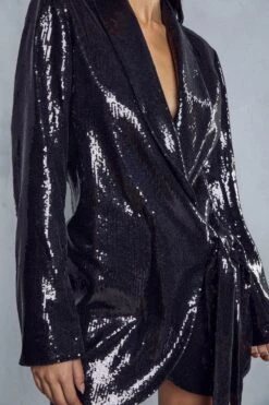 Premium Sequin Wrap Tie Side Dress 13 Premium Sequin Wrap Tie Side Dress -BOW Clothing Shop black premium sequin wrap tie side dress 5