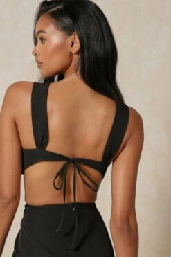 Premium Strap Detail Cut Out Midi Dress -BOW Clothing Shop black premium strap detail cut out midi dress 4