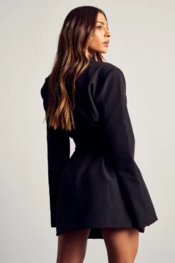 Recycled Oversized Belted Blazer Dress -BOW Clothing Shop black recycled oversized belted blazer dress 2
