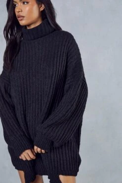 BOW Clothing Shop -BOW Clothing Shop black rib knit oversized jumper dress 1