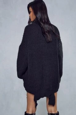 Rib Knit Oversized Jumper Dress -BOW Clothing Shop black rib knit oversized jumper dress 2