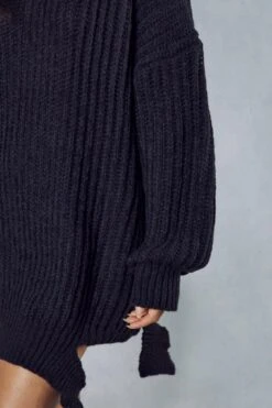 Rib Knit Oversized Jumper Dress -BOW Clothing Shop black rib knit oversized jumper dress 5