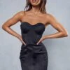 Satin Contrast Panel Bandeau Dress 2 Satin Contrast Panel Bandeau Dress -BOW Clothing Shop black satin contrast panel bandeau dress