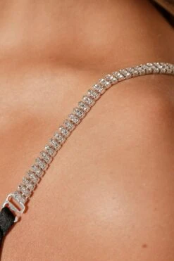 Satin Diamante Strap Cowl Neck Mini Dress -BOW Clothing Shop black satin diamante strap cowl neck mini dress 5