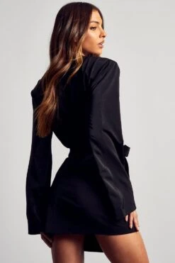 Satin Kimono Sleeve Wrap Dress 10 Satin Kimono Sleeve Wrap Dress -BOW Clothing Shop black satin kimono sleeve wrap dress 2