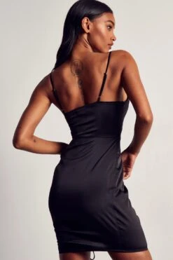 Satin Ruched Side Strappy Slip Dress 9 Satin Ruched Side Strappy Slip Dress -BOW Clothing Shop black satin ruched side strappy slip dress 2