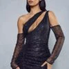 Sequin Draped Bardot Sleeve Bodycon Dress 2 Sequin Draped Bardot Sleeve Bodycon Dress -BOW Clothing Shop black sequin draped bardot sleeve bodycon dress