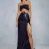 Sequin Strappy Detail Cut Out Maxi Dress -BOW Clothing Shop black sequin strappy detail cut out maxi dress