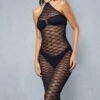 Sheer Knitted Bandeau Maxi Dress -BOW Clothing Shop black sheer knitted bandeau maxi dress