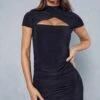 Slinky Cut Out Short Sleeve Mini Dress 1 Slinky Cut Out Short Sleeve Mini Dress -BOW Clothing Shop black slinky cut out short sleeve mini dress