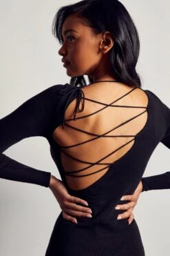 Strappy Back Fine Knit Mini Dress 10 Strappy Back Fine Knit Mini Dress -BOW Clothing Shop black strappy back fine knit mini dress 2