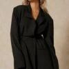 Tailored Ruched Blazer Dress 1 Tailored Ruched Blazer Dress -BOW Clothing Shop black tailored ruched blazer dress