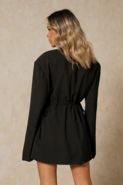 Tailored Ruched Blazer Dress -BOW Clothing Shop black tailored ruched blazer dress 2