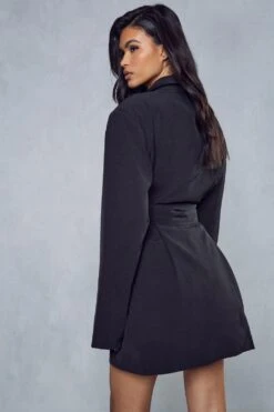 Tailored Utility Pocket Detail Blazer Dress -BOW Clothing Shop black tailored utility pocket detail blazer dress 2