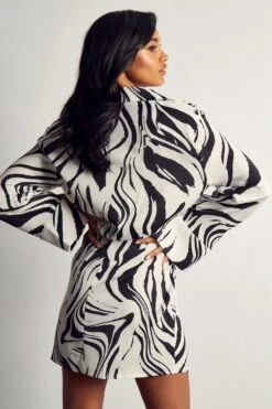Zebra Print Shirt Dress -BOW Clothing Shop black zebra print shirt dress 2