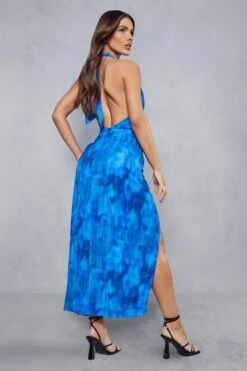 Miss Joslin Bleached Printed Maxi Dress -BOW Clothing Shop blue miss joslin bleached printed maxi dress 2