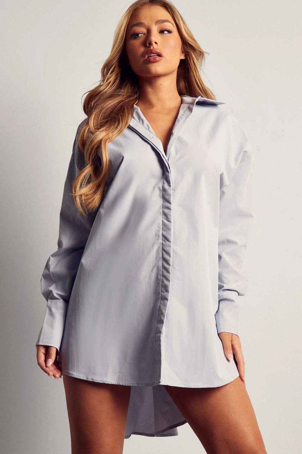 Poplin Ruched Open Back Shirt Dress 3 Poplin Ruched Open Back Shirt Dress