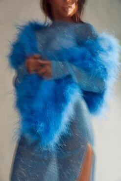 Premium Diamante Fishnet Split Leg Long Sleeve Midi Dress -BOW Clothing Shop blue premium diamante fishnet split leg long sleeve midi dress 1