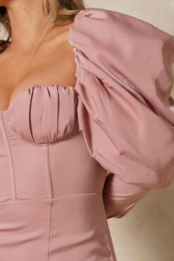 Premium Satin Extreme Puff Shoulder Mini Dress 13 Premium Satin Extreme Puff Shoulder Mini Dress -BOW Clothing Shop blue premium satin extreme puff shoulder mini dress 5