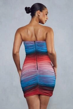 Recycled Ombre Mesh Curved Bust Bandeau Mini Dress -BOW Clothing Shop blue recycled ombre mesh curved bust bandeau mini dress 2