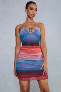 Recycled Ombre Mesh Curved Bust Bandeau Mini Dress -BOW Clothing Shop blue recycled ombre mesh curved bust bandeau mini dress 4