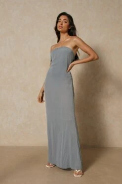 Sheer Bandeau Maxi Dress -BOW Clothing Shop blue sheer bandeau maxi dress 4