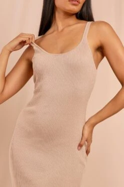 Knitted Scoop Midi Dress -BOW Clothing Shop blush knitted scoop midi dress 1