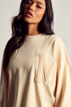 M Patch Embroidered Detail Sweater Dress -BOW Clothing Shop butter m patch embroidered detail sweater dress 1