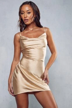 Premium Satin Cowl Neck Slip Dress