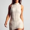 Knitted Ladder Detail Mini Dress -BOW Clothing Shop cream knitted ladder detail mini dress