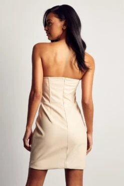 Premium Leather Look Corset Bandeau Mini Dress 9 Premium Leather Look Corset Bandeau Mini Dress -BOW Clothing Shop cream premium leather look corset bandeau mini dress 2