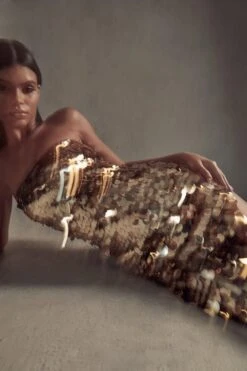 Premium Sequin Embellished Bandeau Maxi Dress -BOW Clothing Shop gold premium sequin embellished bandeau maxi dress 5