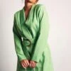 Asymmetric Gold Buckle Belted Blazer Dress -BOW Clothing Shop green asymmetric gold buckle belted blazer dress