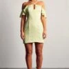 Frill Sleeve Cross Strap Mini Dress 1 Frill Sleeve Cross Strap Mini Dress -BOW Clothing Shop green frill sleeve cross strap mini dress