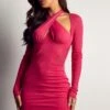 Premium Mesh Corset Cross Front Mini Dress -BOW Clothing Shop hot pink premium mesh corset cross front mini dress