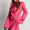 Premium Soft Touch Draped Wrap Dress -BOW Clothing Shop hot pink premium soft touch draped wrap dress