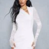 Mesh Ruched Wrap Long Sleeve Dress 1 Mesh Ruched Wrap Long Sleeve Dress -BOW Clothing Shop ivory mesh ruched wrap long sleeve dress