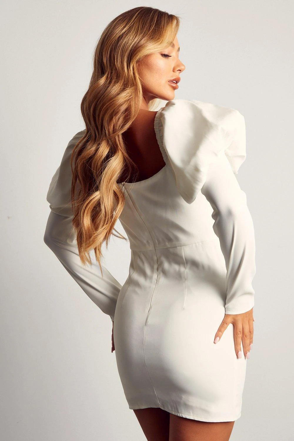 Pleated Twist Detail Puff Sleeve Mini Dress 5 Pleated Twist Detail Puff Sleeve Mini Dress - Image 3